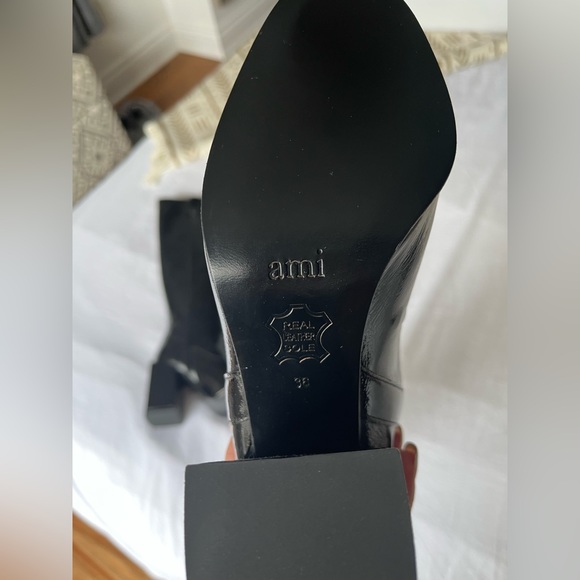 Ami Paris block heel leather knee high boots. - Picture 4 of 6